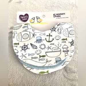 ⭐️5 for $25 ⭐️ NWT Set of THREE NEW baby bibs - beach nautical theme - newborn
